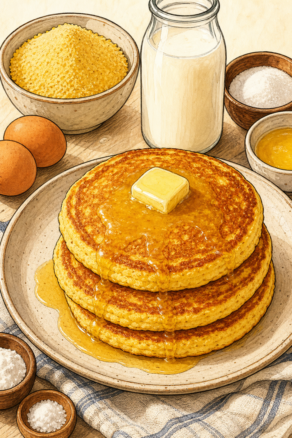 Buttermilk Cornmeal Pancakes