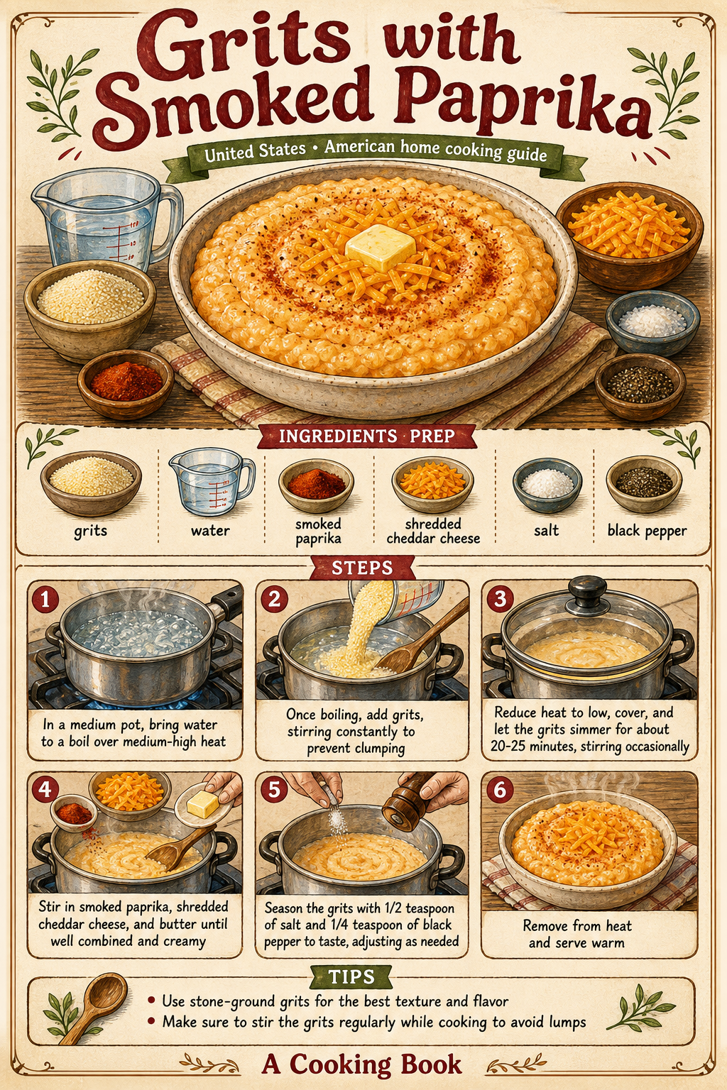 Southern Stone-Ground Cheese Grits illustrated step-by-step cooking guide