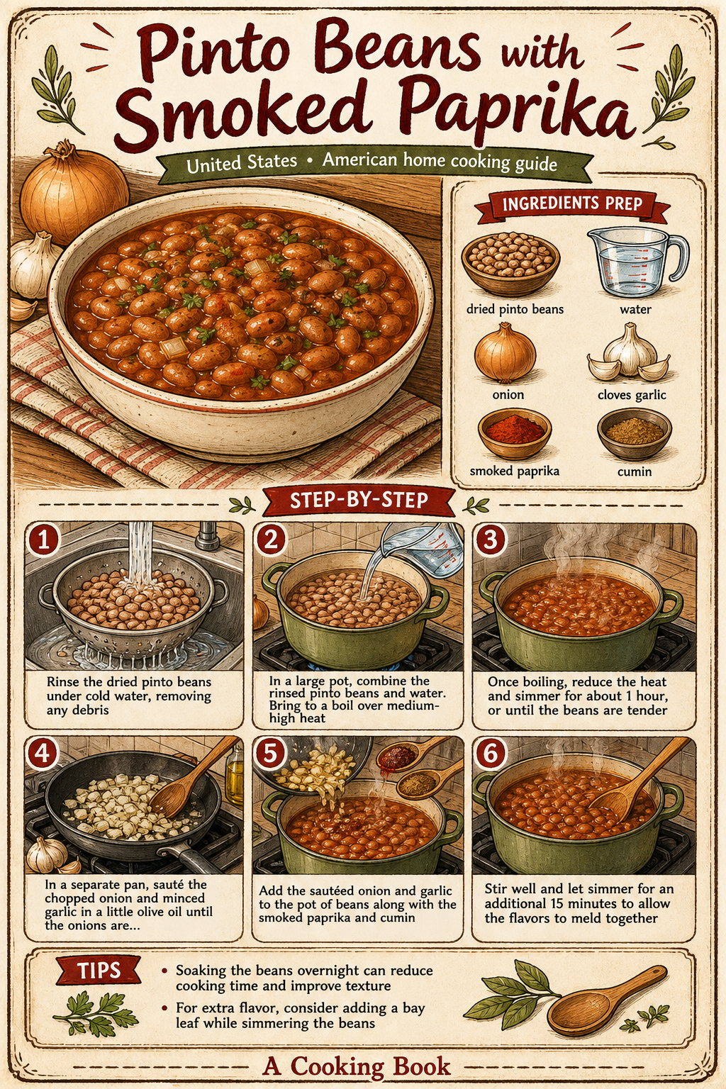 Texas-Style Pinto Beans illustrated step-by-step cooking guide