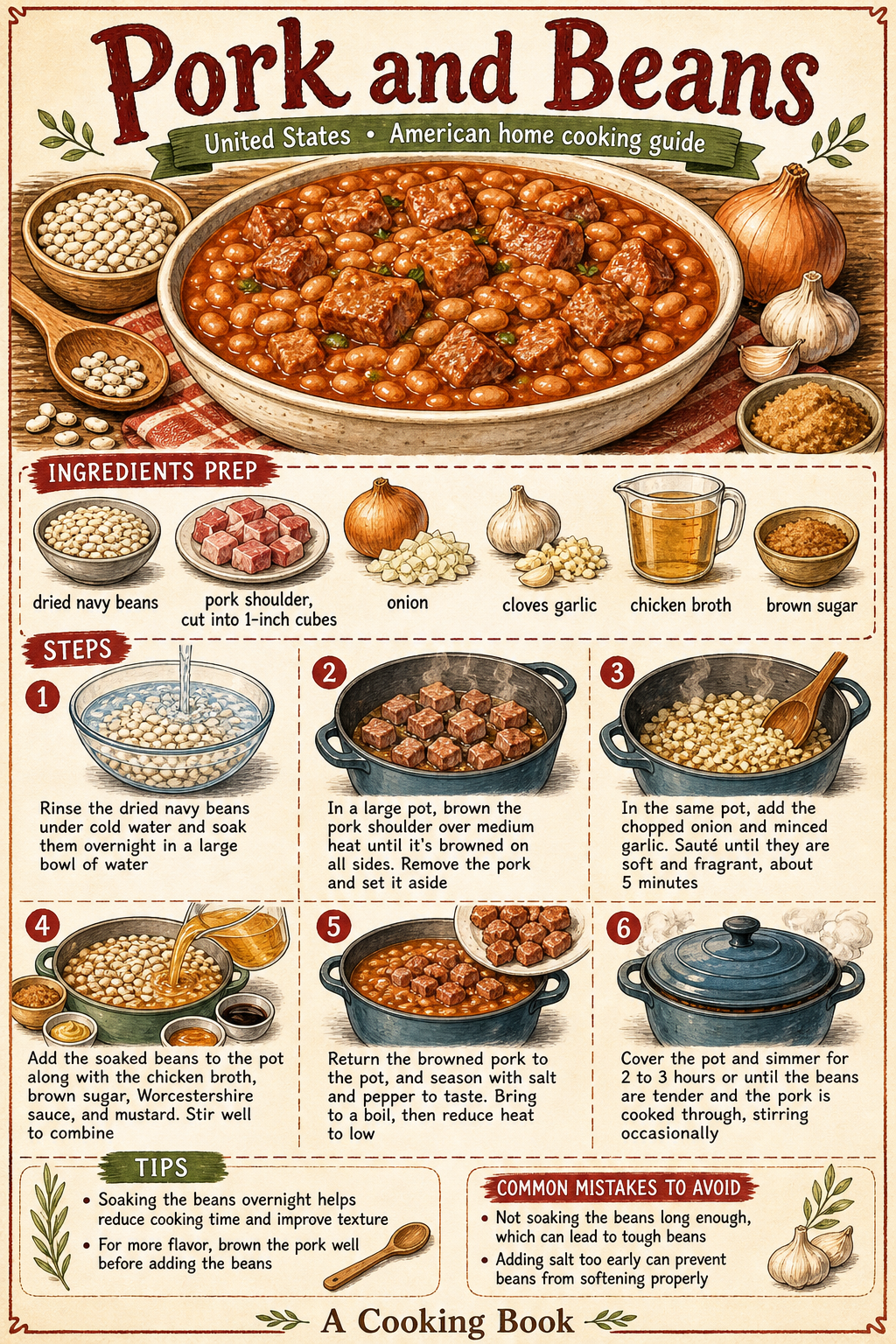 New England-Style Pork and Beans illustrated step-by-step cooking guide