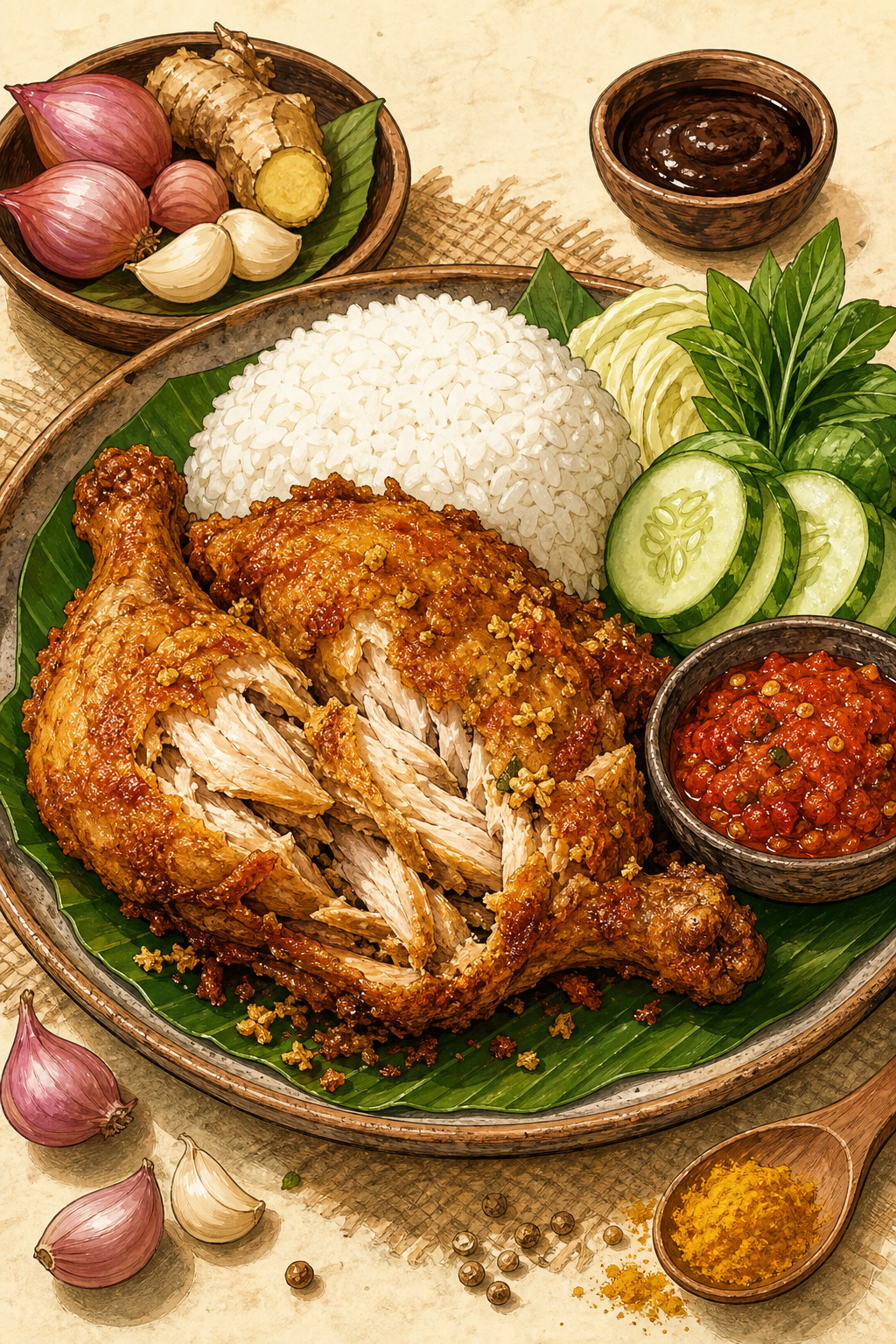 Traditional Ayam Penyet