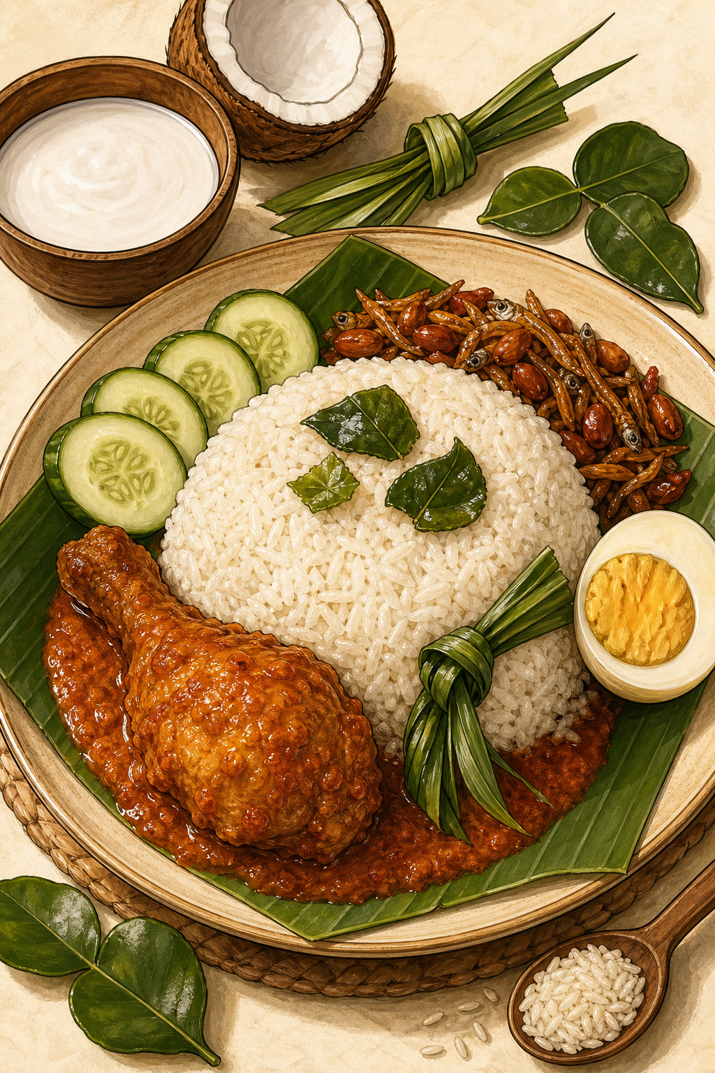 Jakarta-Style Nasi Uduk illustrated recipe card
