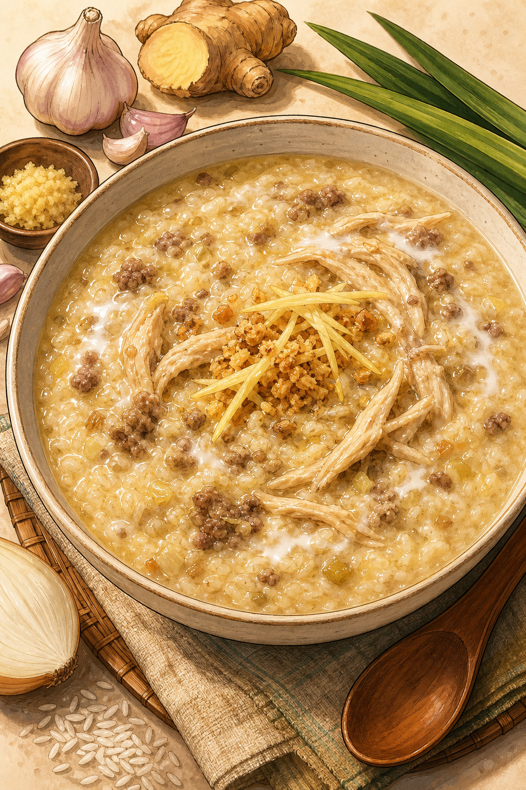 Bubur Lambuk illustrated recipe card