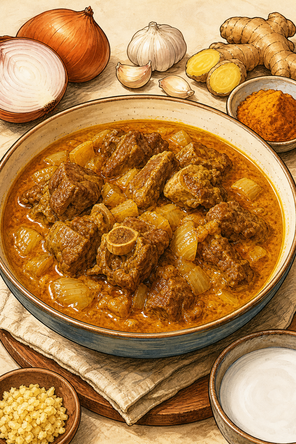 Kari Kambing illustrated recipe card
