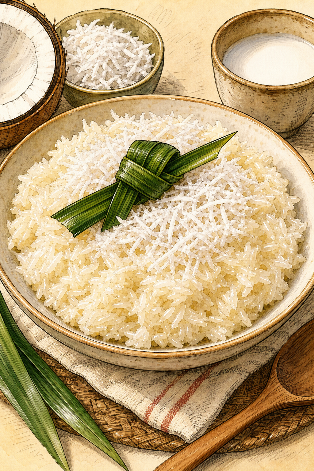 Pulut Inti illustrated recipe card
