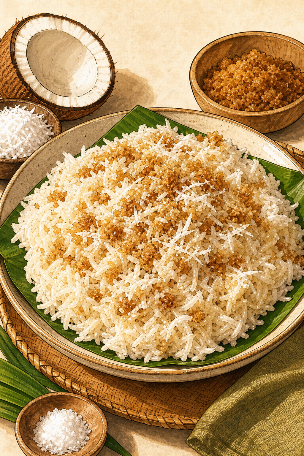Putu Mayam illustrated recipe card