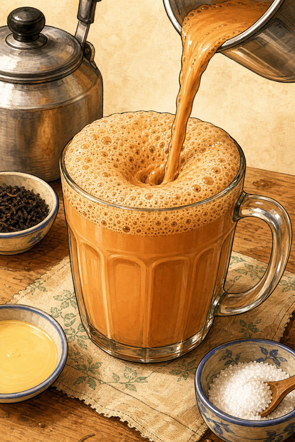 Teh Tarik illustrated recipe card
