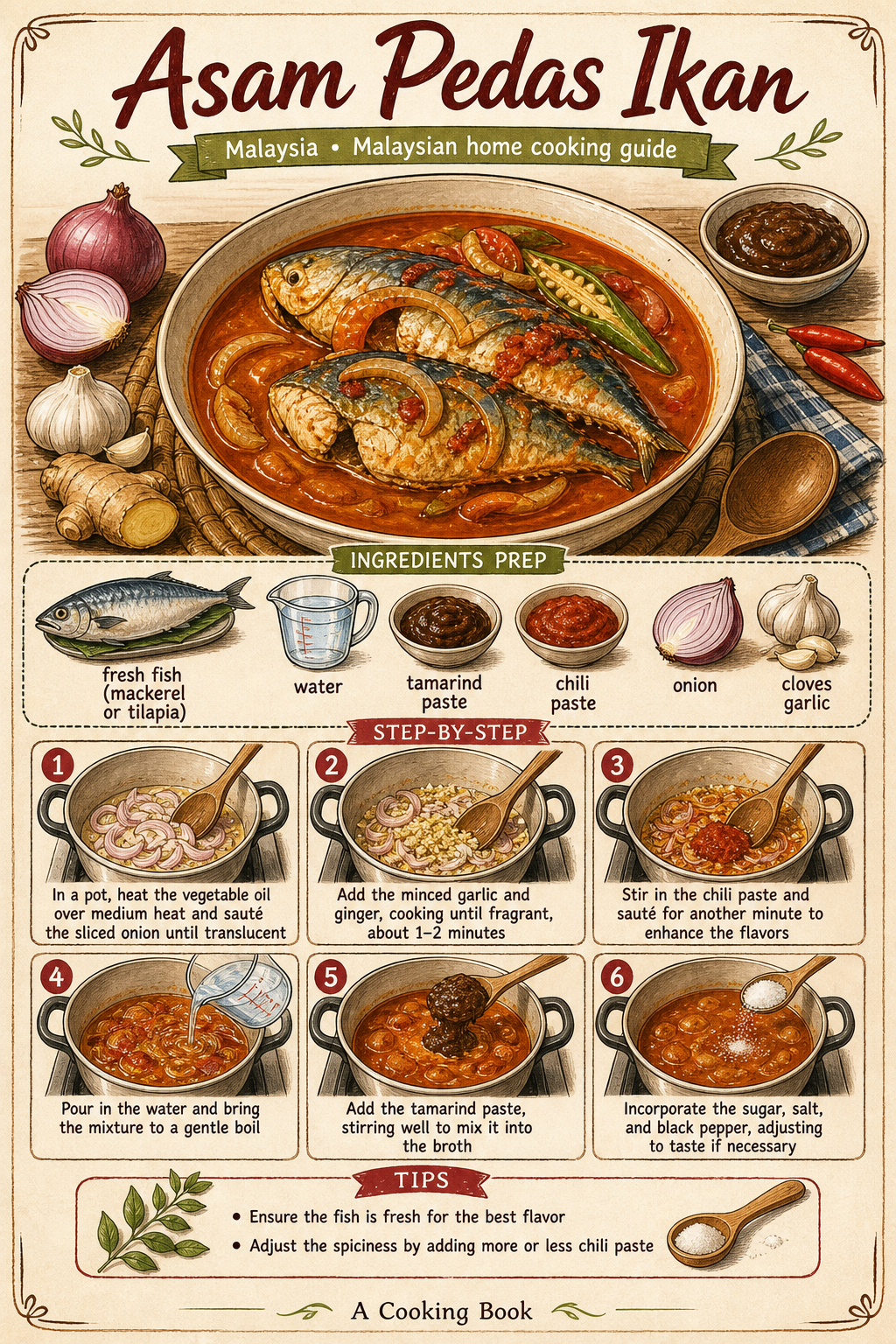 Asam Pedas Ikan illustrated step-by-step cooking guide