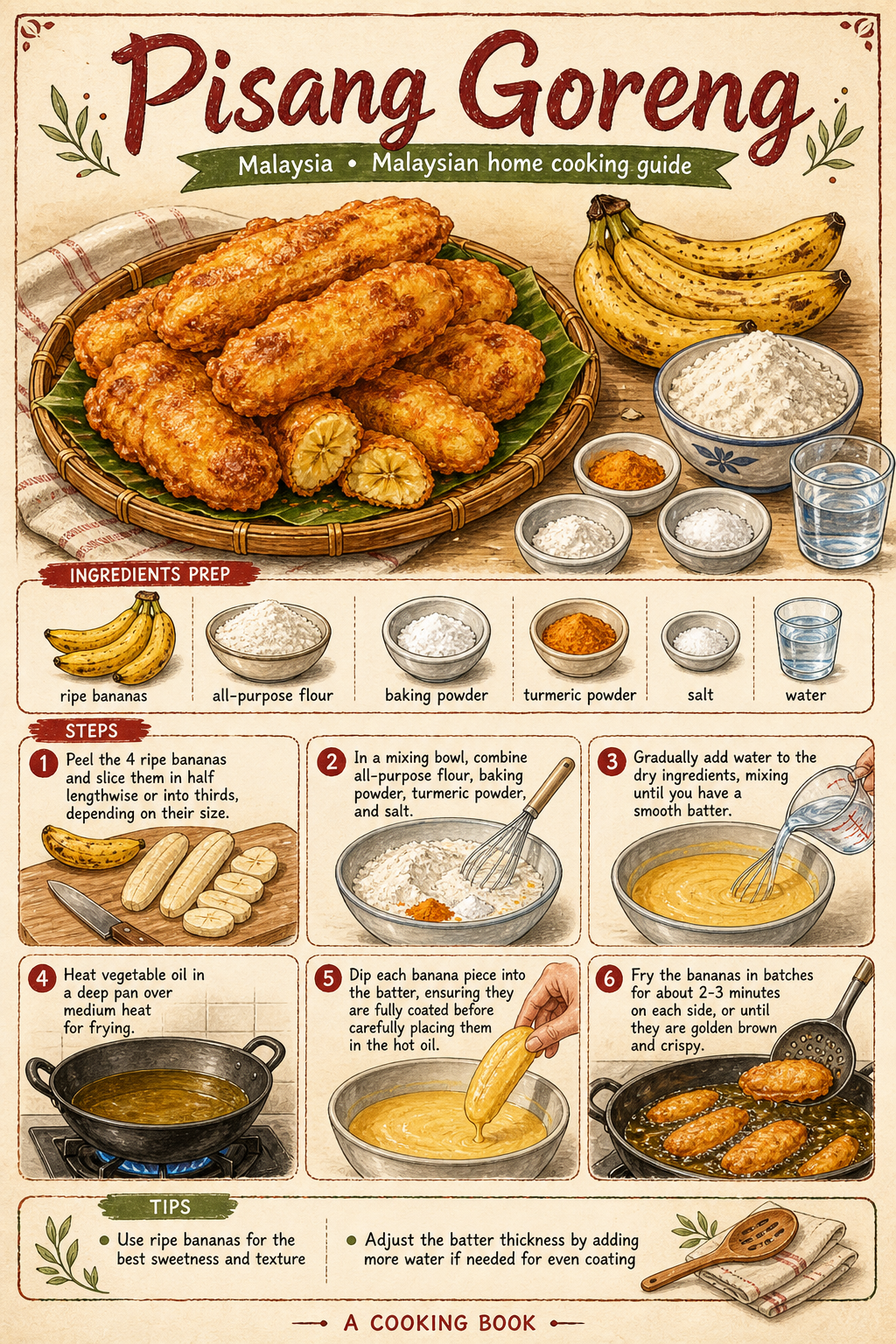 Pisang Goreng illustrated step-by-step cooking guide