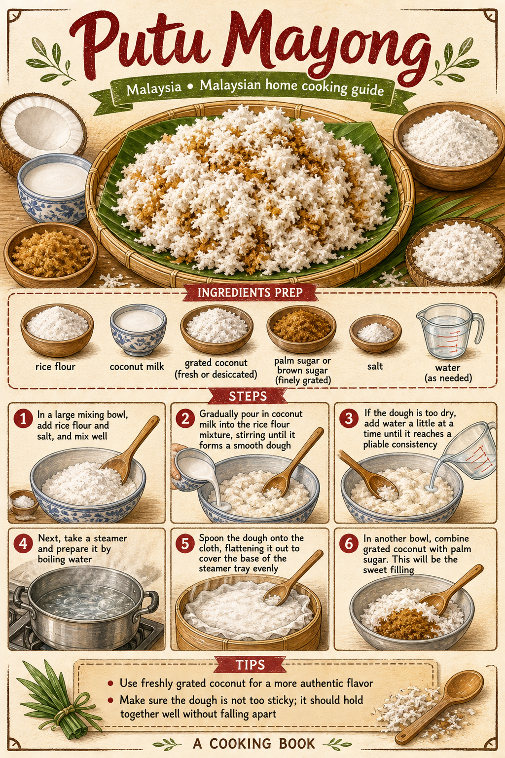 Putu Mayam illustrated step-by-step cooking guide