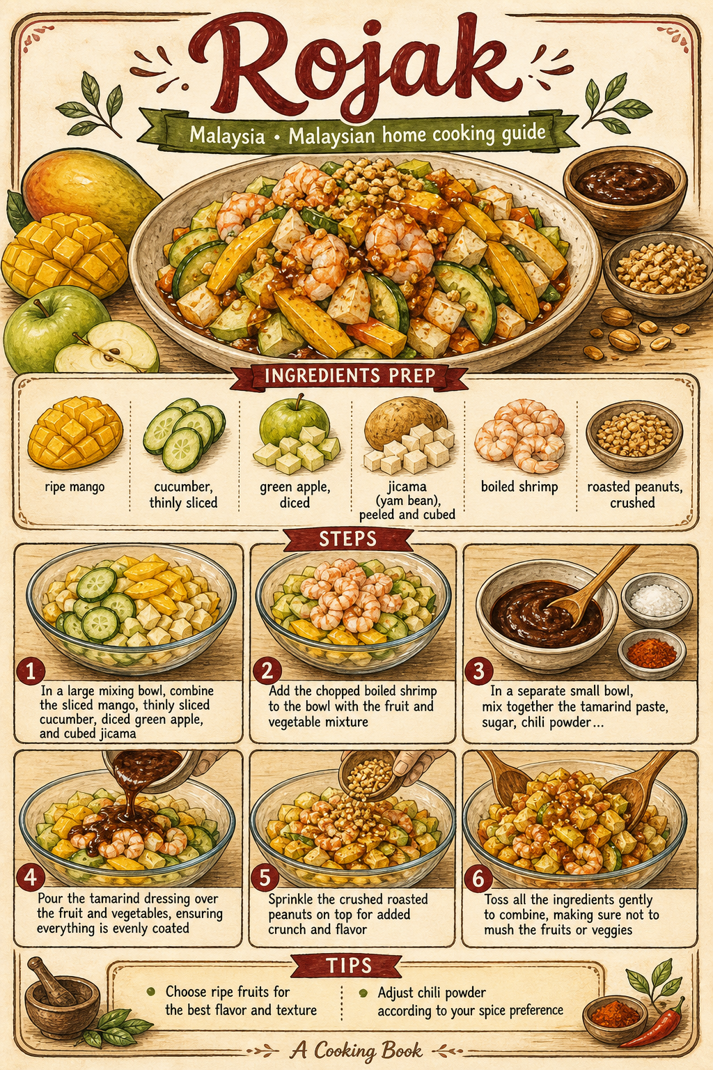 Malaysian Fruit Rojak illustrated step-by-step cooking guide