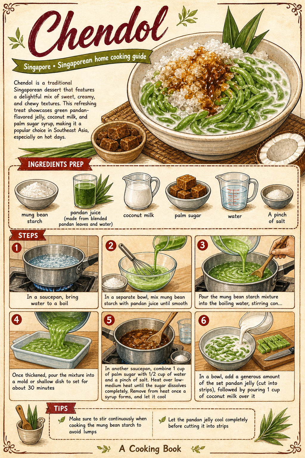 Chendol illustrated step-by-step cooking guide