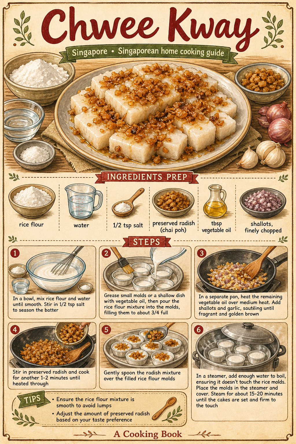 Chwee Kueh illustrated step-by-step cooking guide