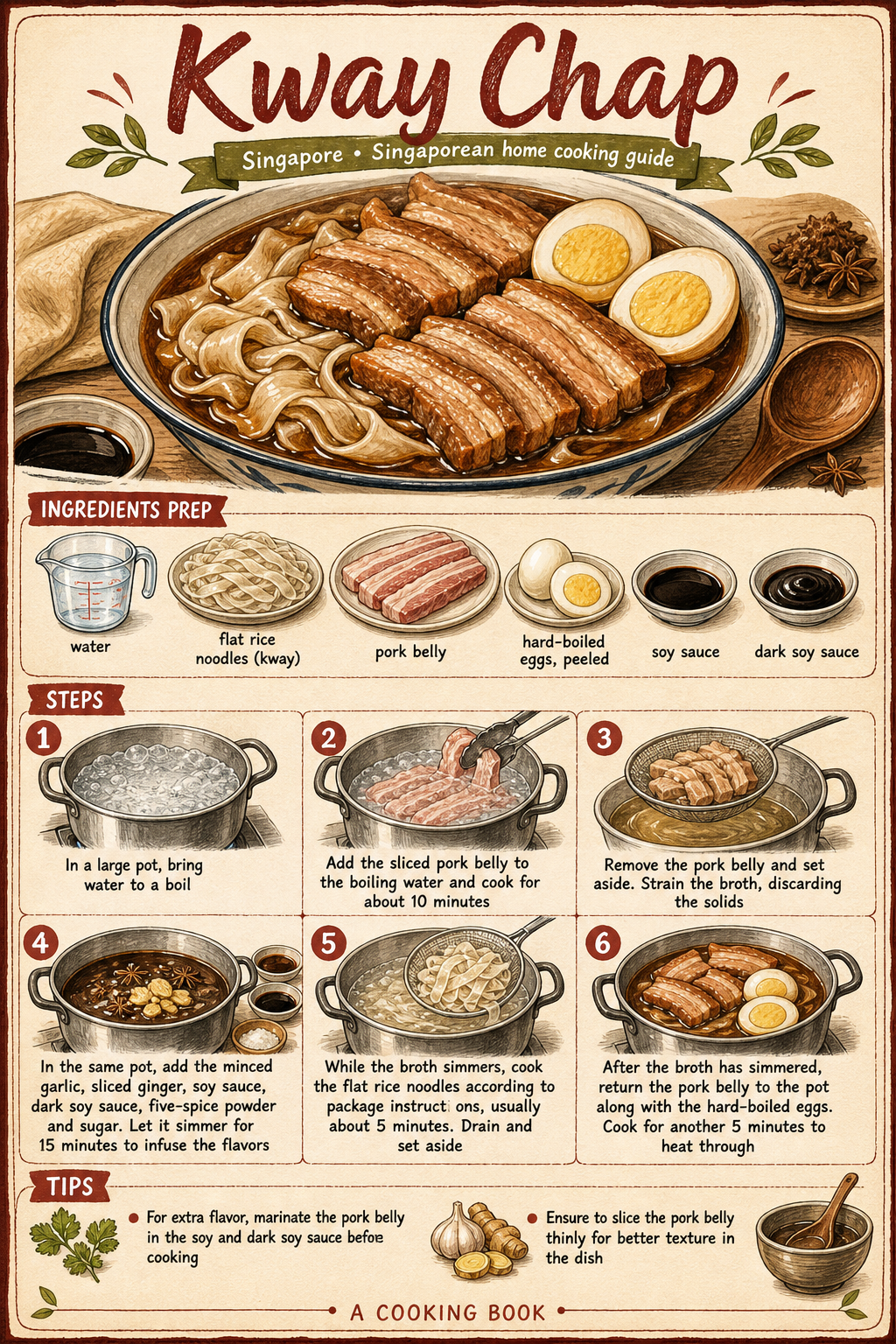 Kway Chap illustrated step-by-step cooking guide
