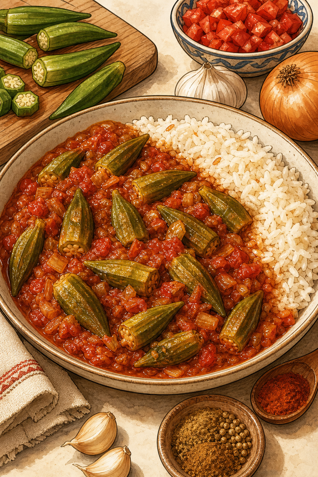 Egyptian Bamya (Okra and Meat Stew)