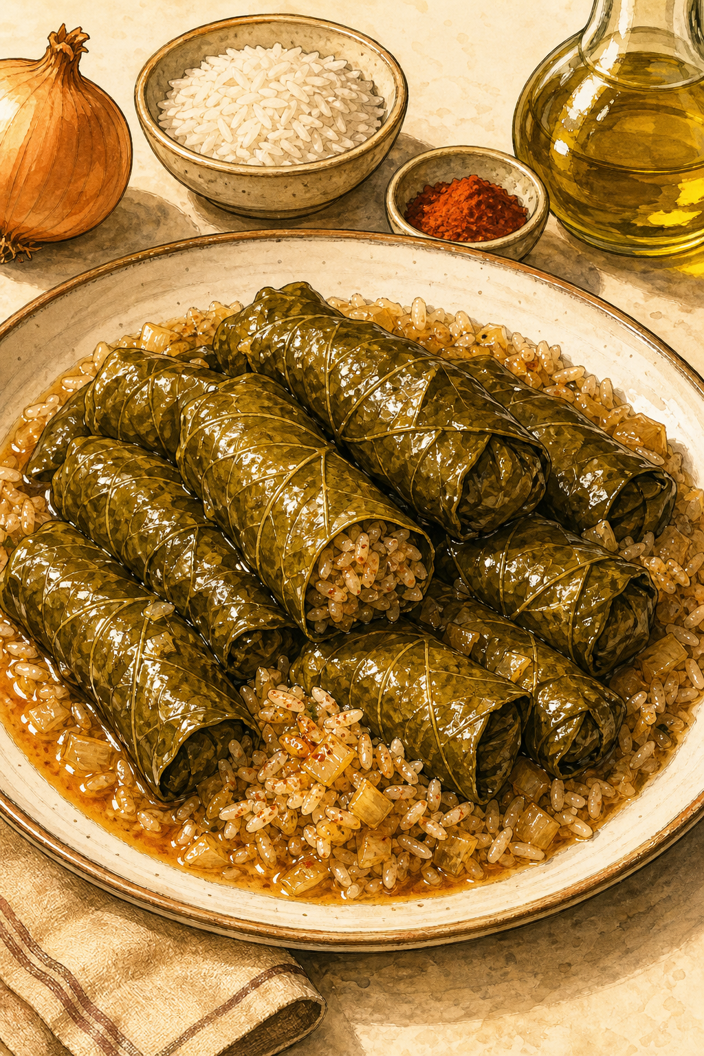 Egyptian Mahshi Wara Enab (Stuffed Grape Leaves)