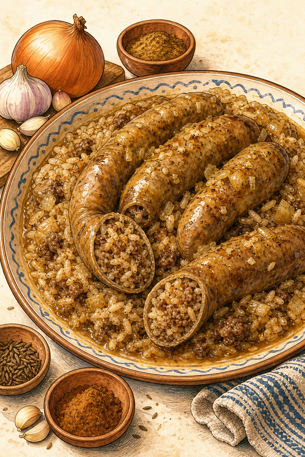 Egyptian Mombar (Rice-Stuffed Intestines)
