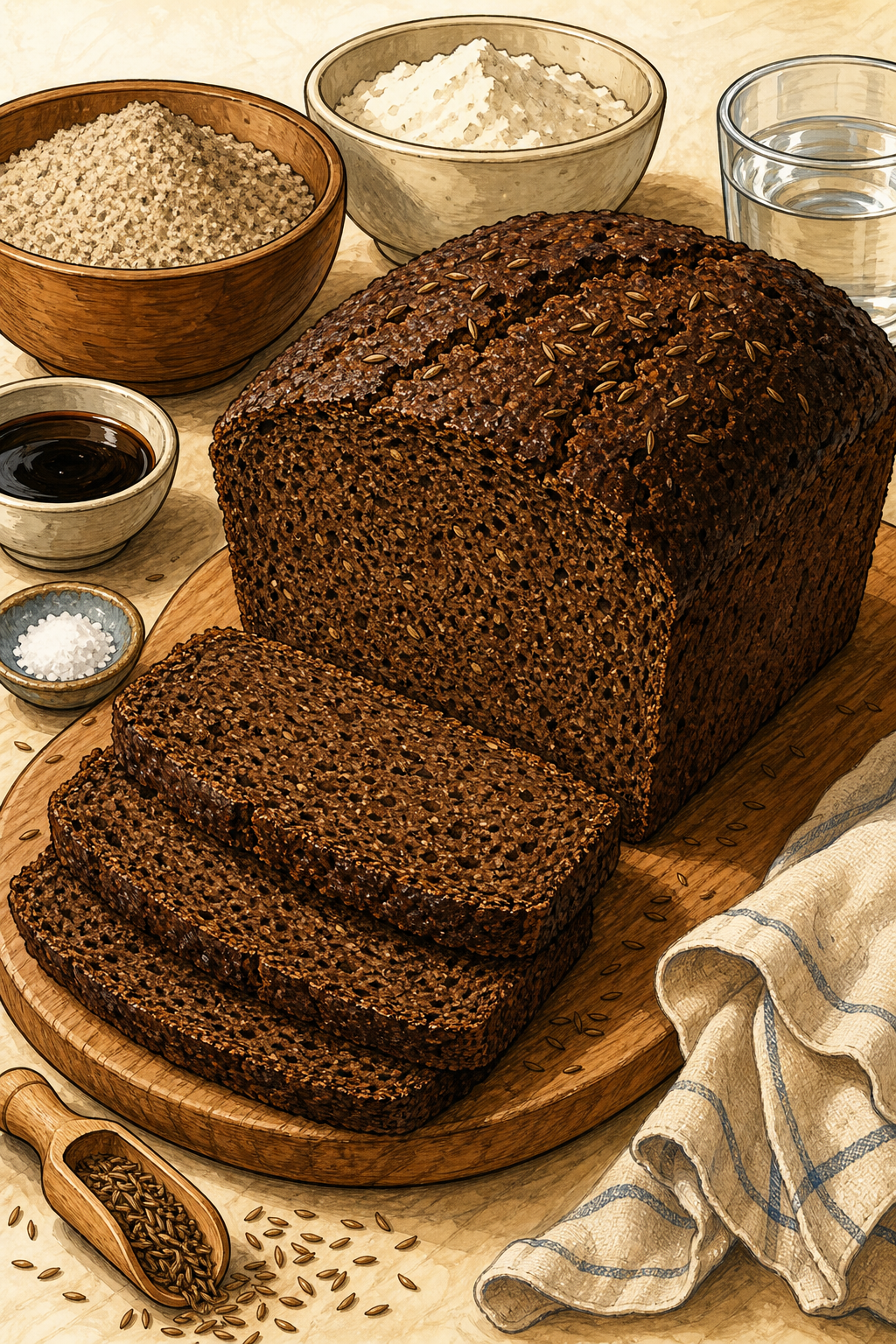 Westfälischer Pumpernickel illustrated recipe card