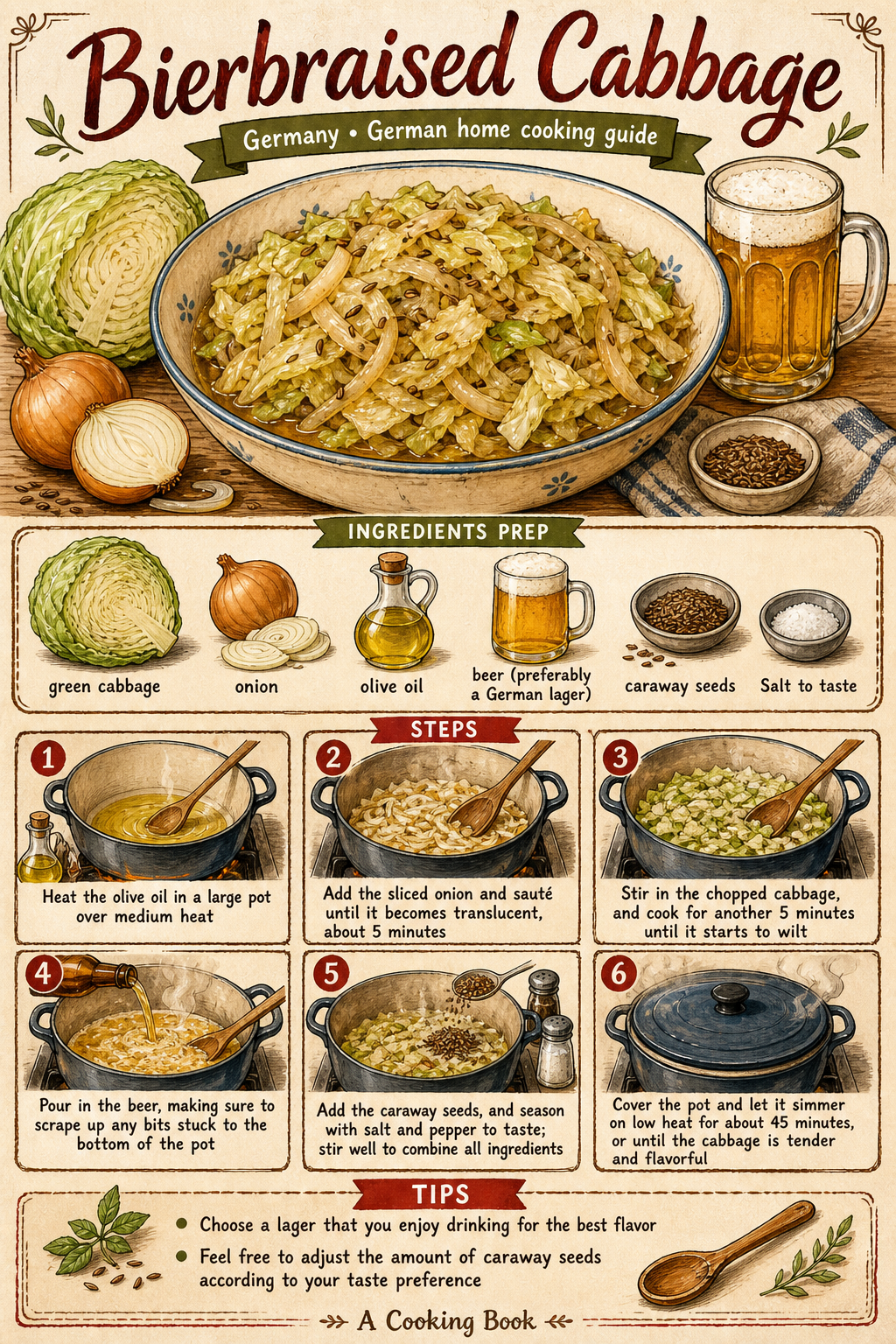 Bayerisches Bierkraut illustrated step-by-step cooking guide