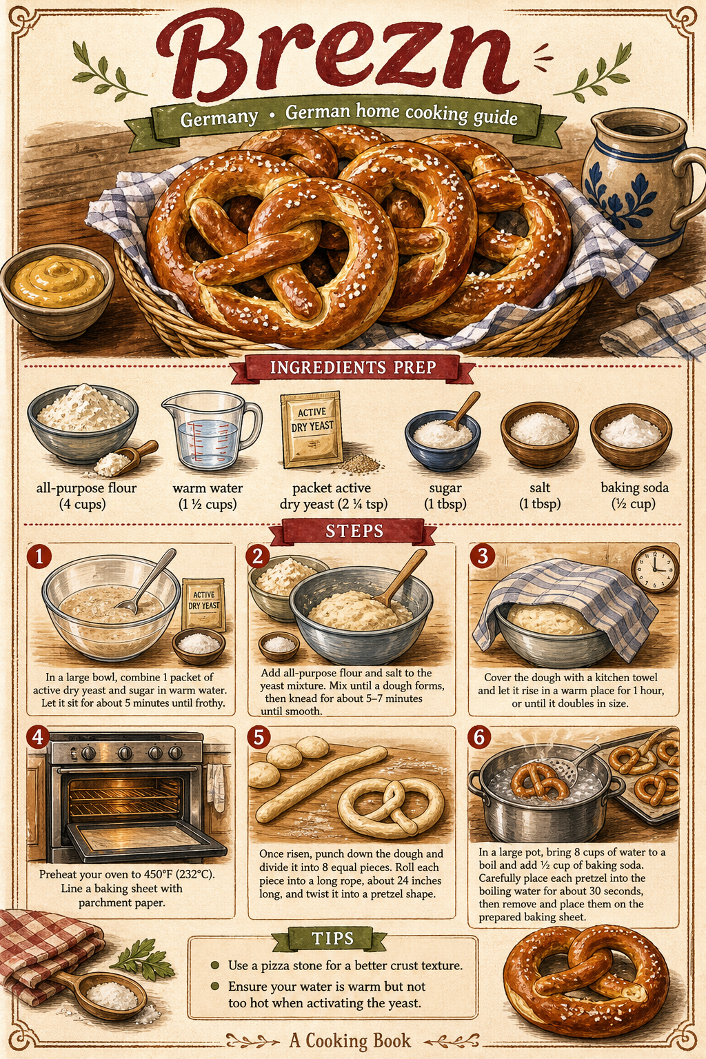 Bayerische Brezn illustrated step-by-step cooking guide