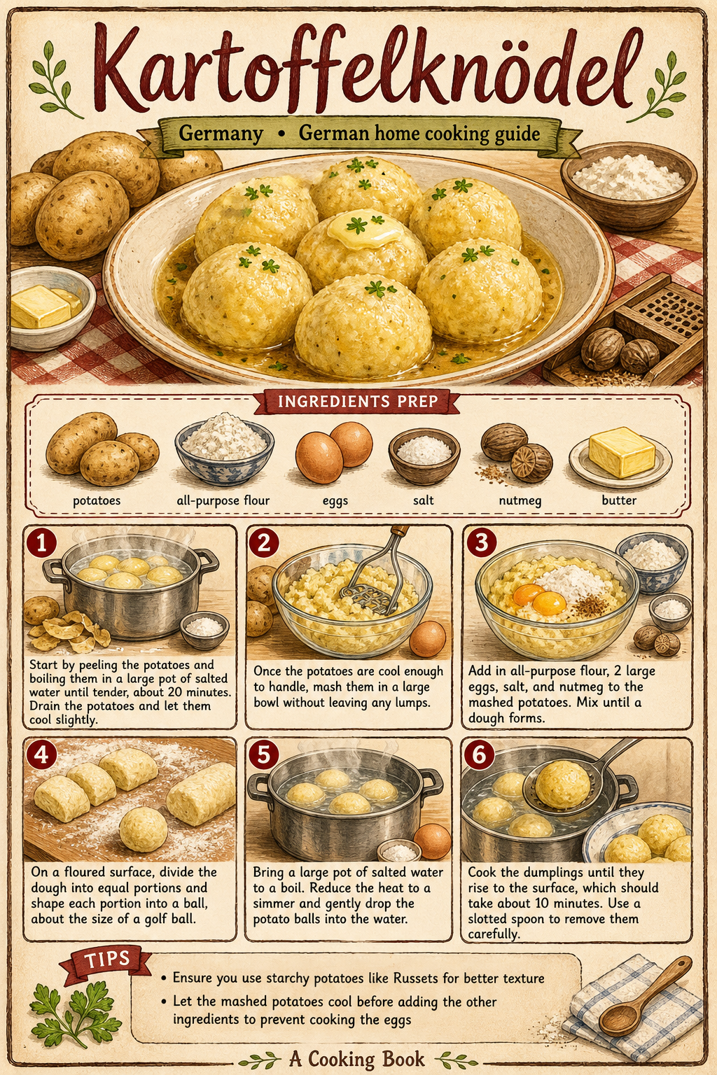 Bayerische Kartoffelknödel illustrated step-by-step cooking guide