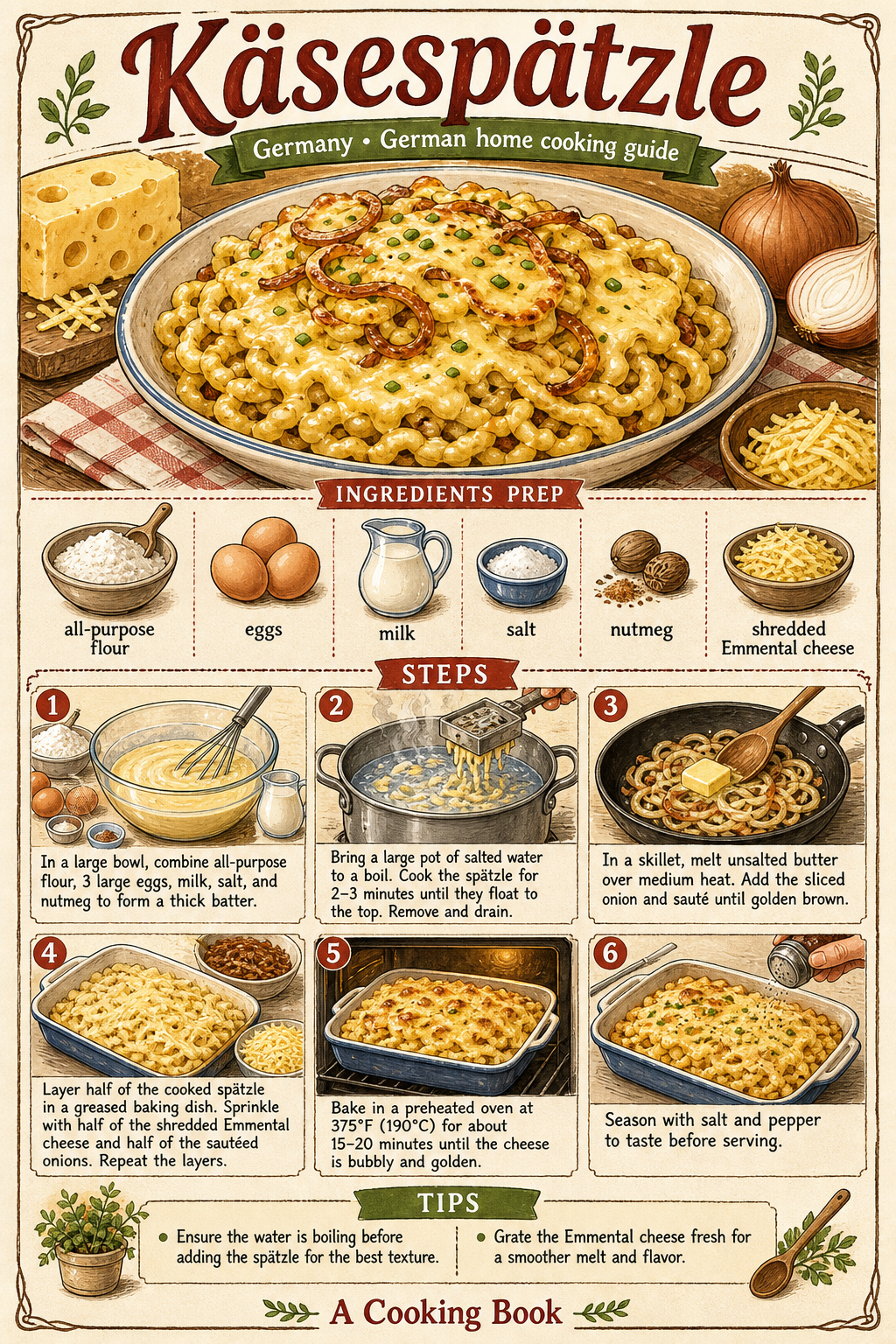 Schwäbische Käsespätzle illustrated step-by-step cooking guide