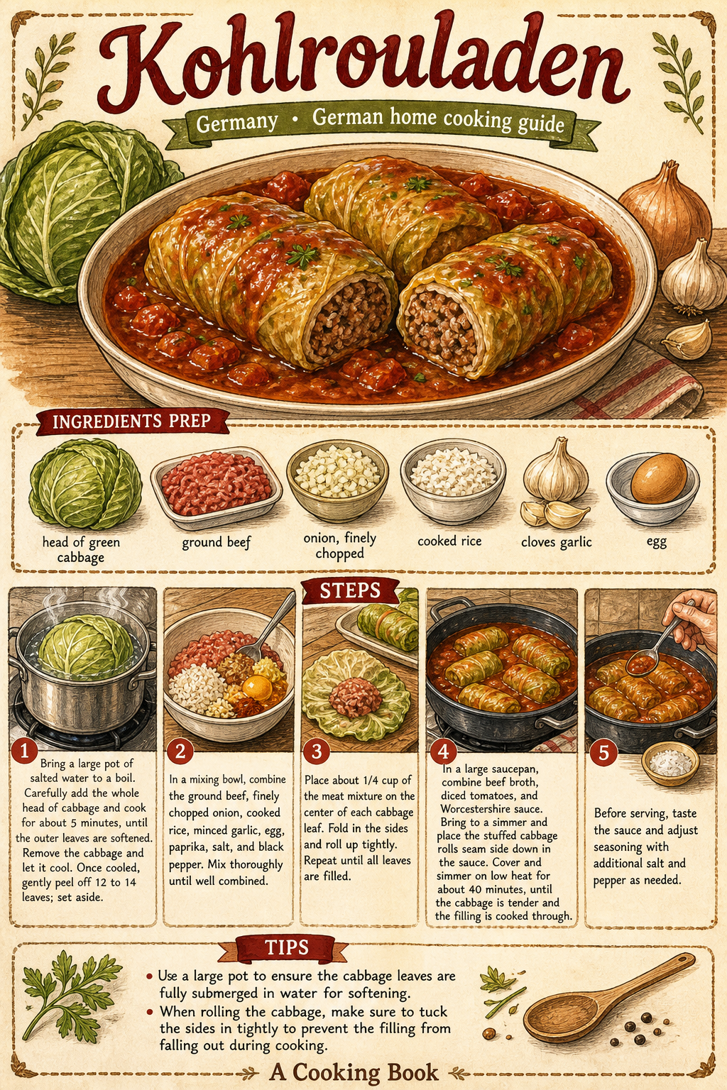 Deutsche Kohlrouladen illustrated step-by-step cooking guide