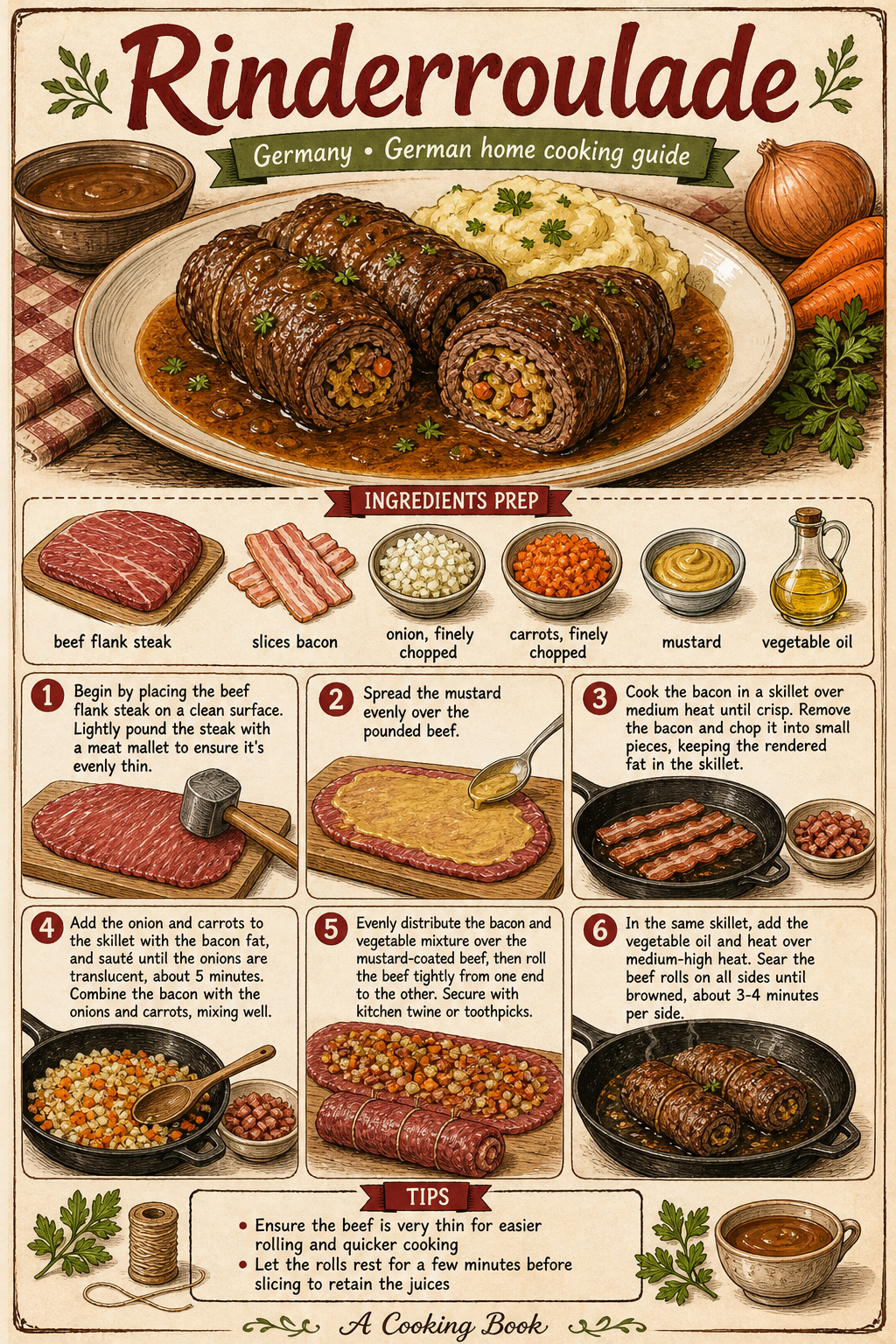 Deutsche Rinderrouladen illustrated step-by-step cooking guide