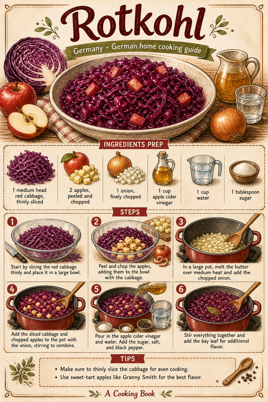Deutscher Apfelrotkohl illustrated step-by-step cooking guide