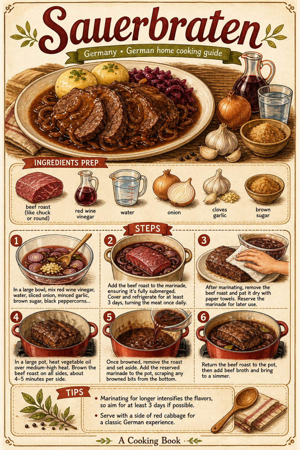 Rheinischer Sauerbraten illustrated step-by-step cooking guide