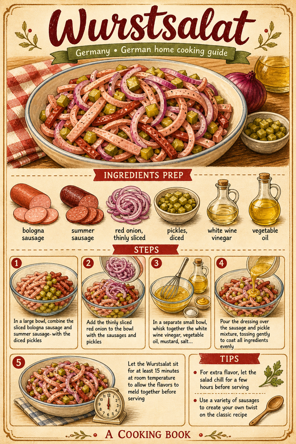 Schwäbischer Wurstsalat illustrated step-by-step cooking guide