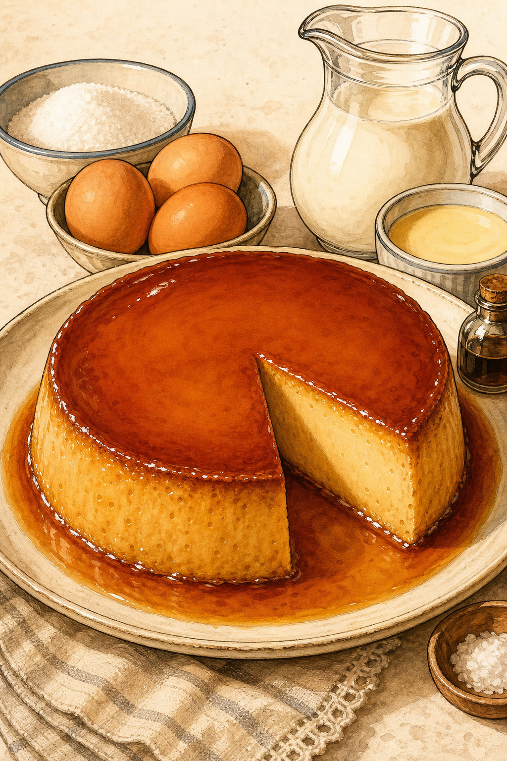 Argentine Flan con Dulce de Leche