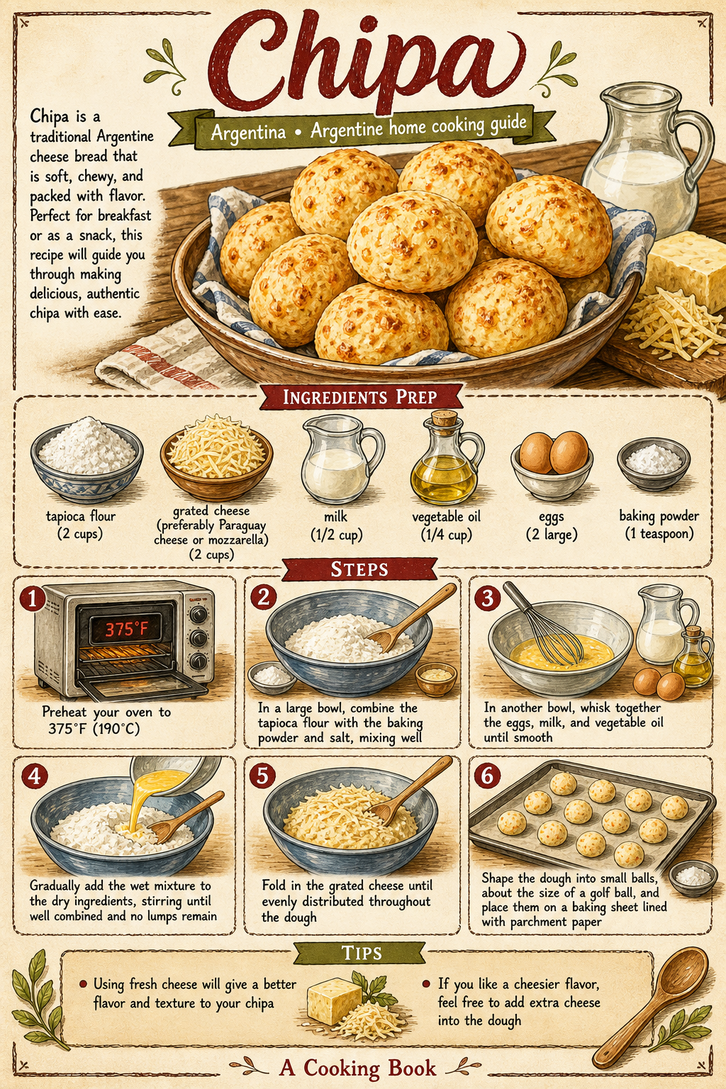 Argentine Litoral Chipá illustrated step-by-step cooking guide