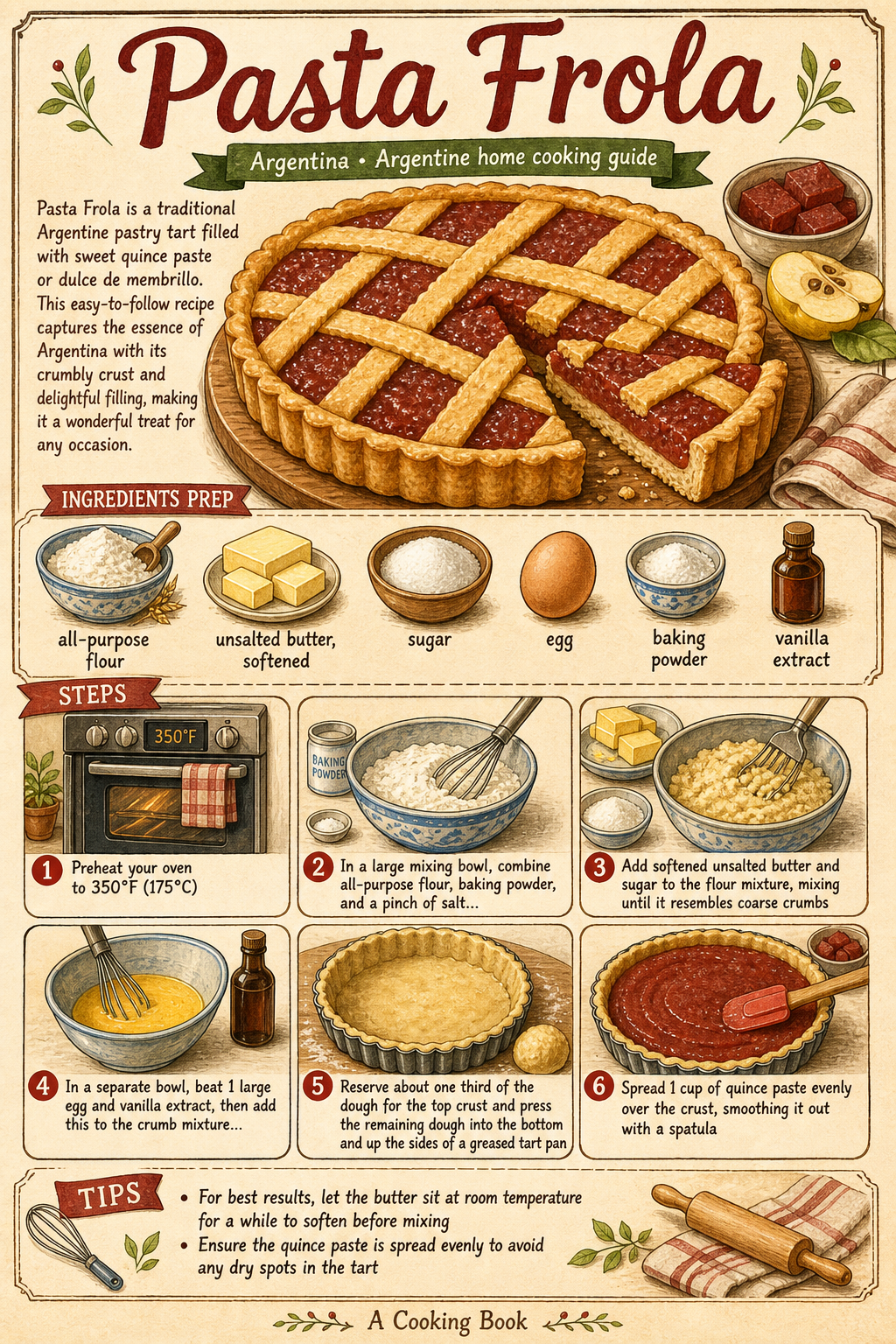 Argentine Pasta Frola with Quince Paste illustrated step-by-step cooking guide