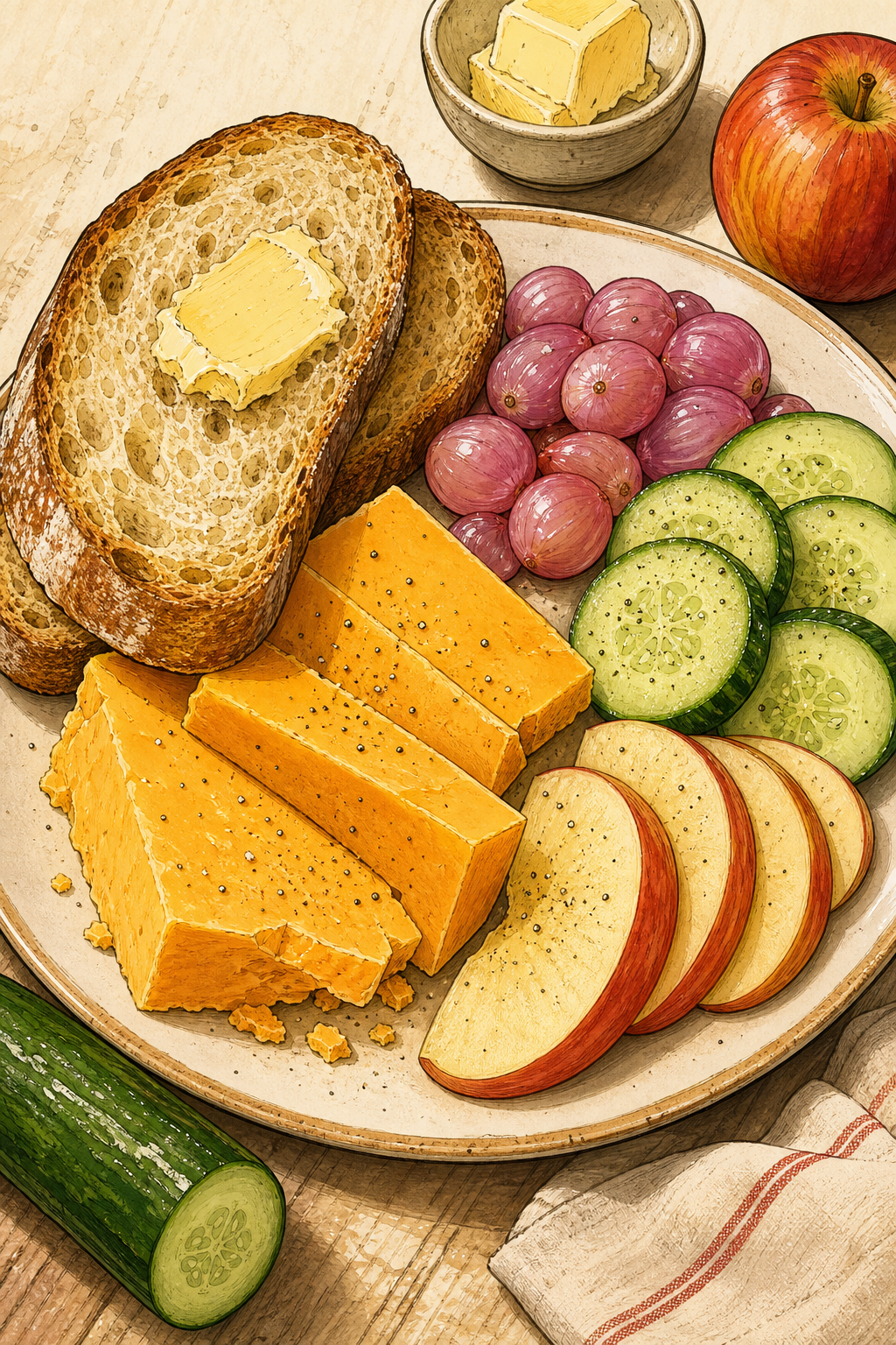 Ploughman’s Lunch illustrated recipe card