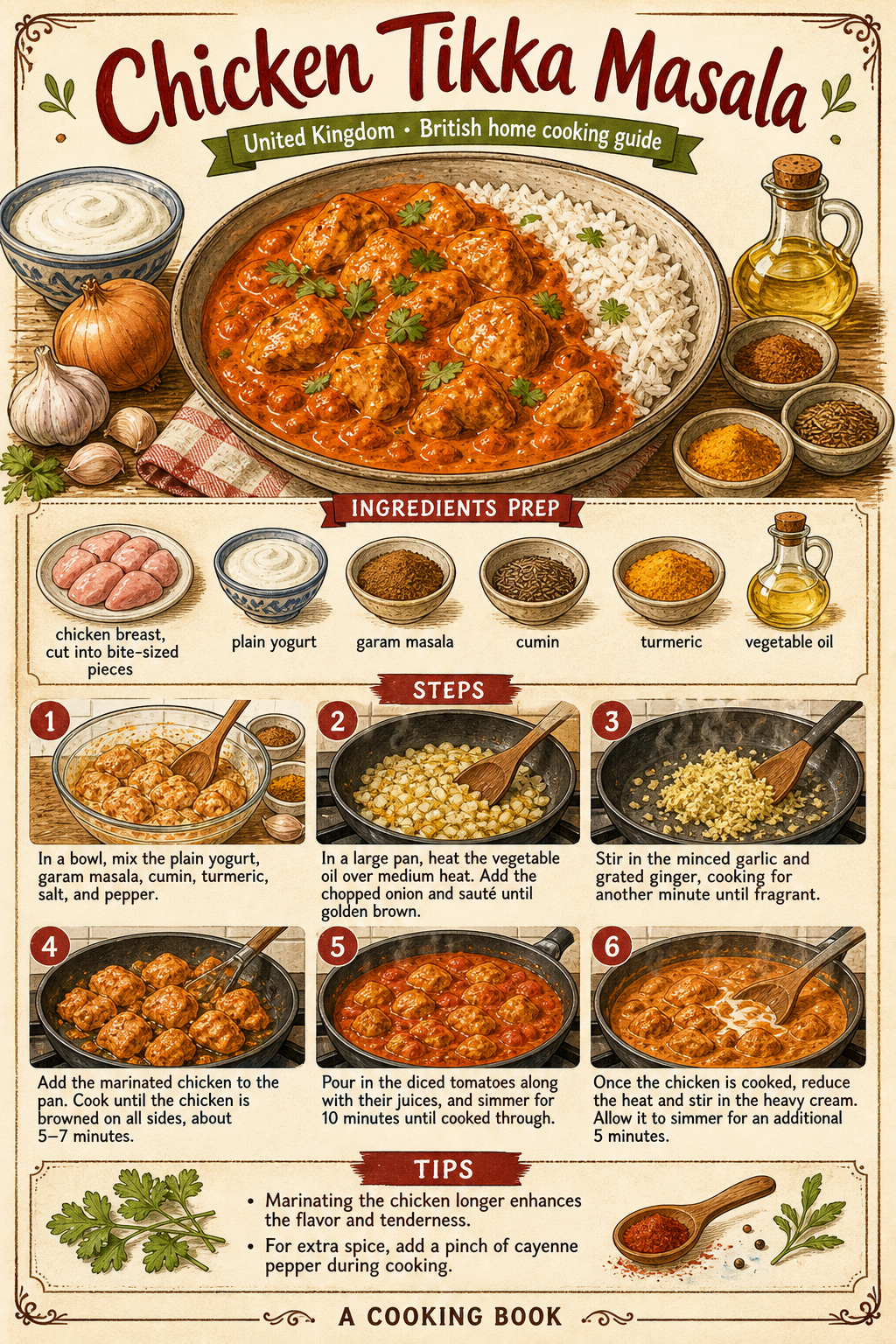 Chicken Tikka Masala illustrated step-by-step cooking guide