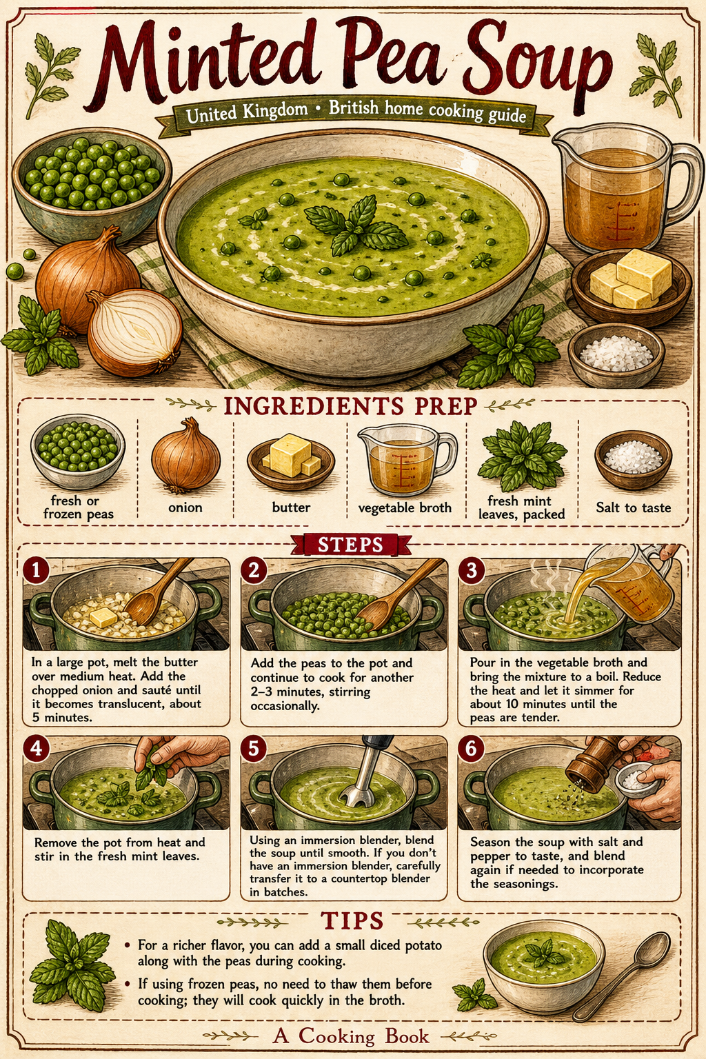 Minted Pea Soup illustrated step-by-step cooking guide