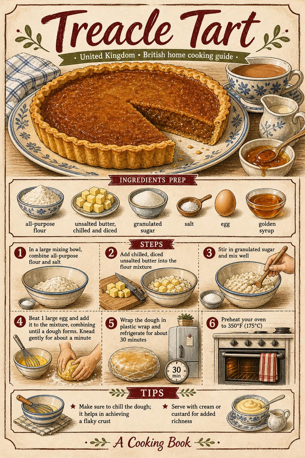 Treacle Tart illustrated step-by-step cooking guide
