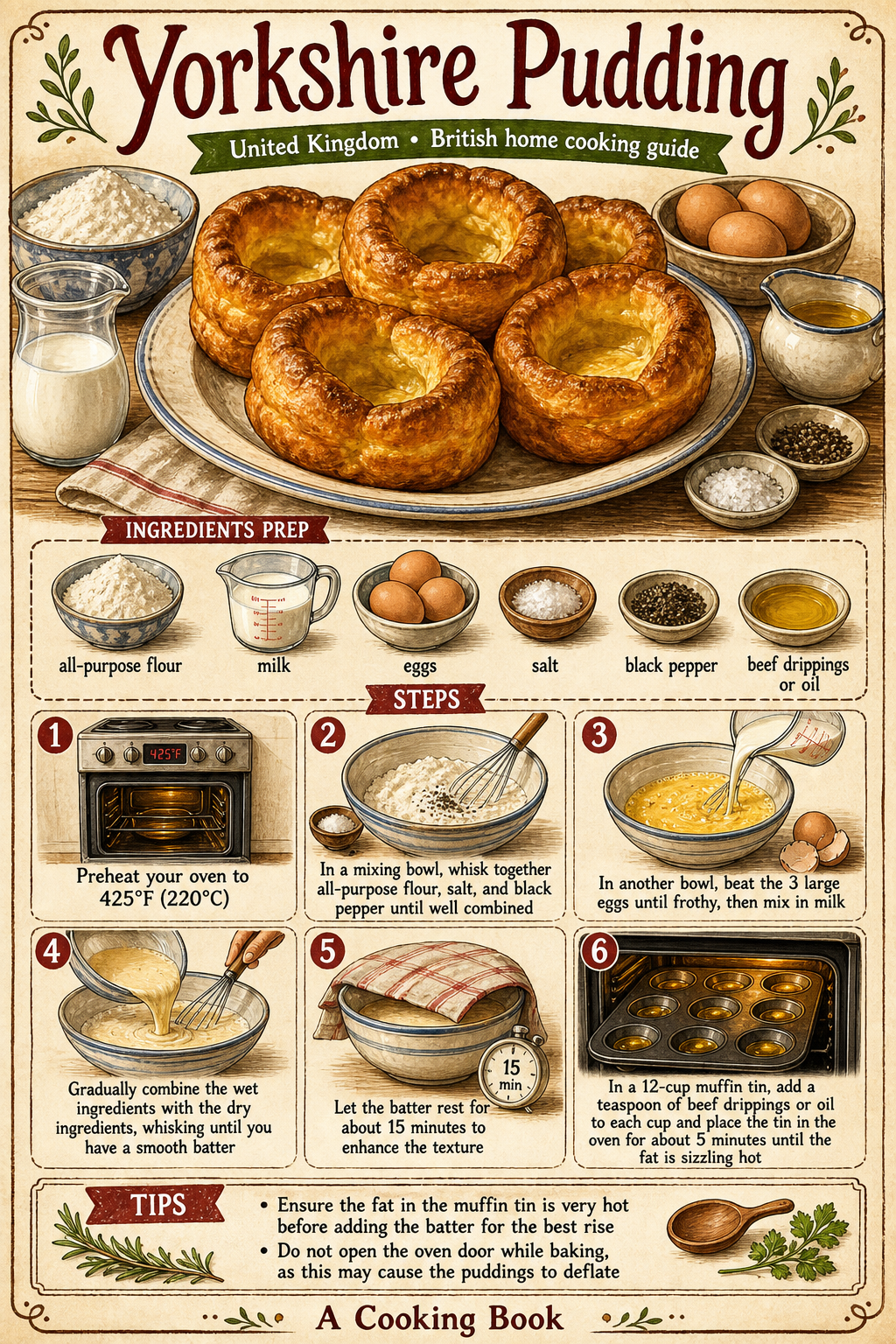 Yorkshire Pudding illustrated step-by-step cooking guide