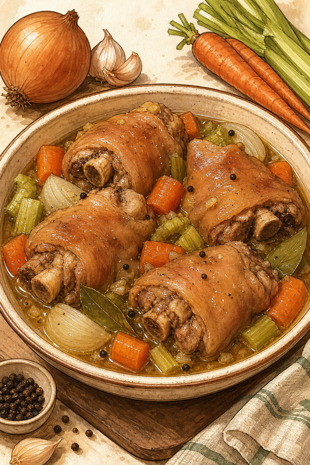 Traditional Irish Crubeens (Pig's Trotters)