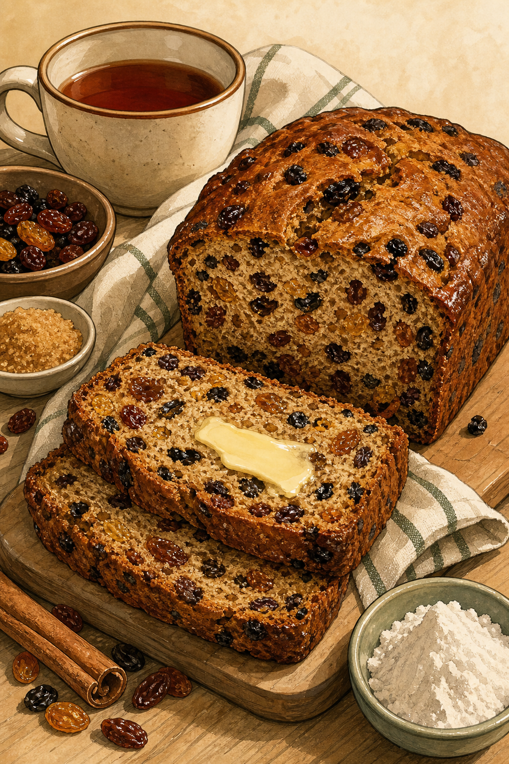 Traditional Irish Barmbrack with Tea-Soaked Fruit