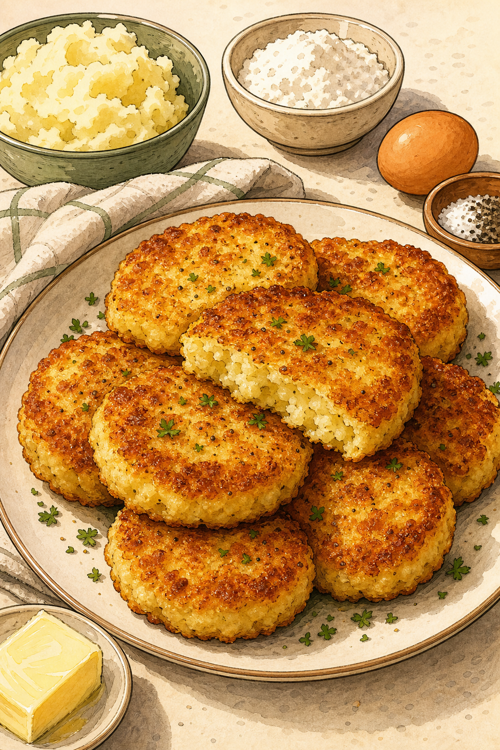 Irish Mashed Potato Cakes with Butter