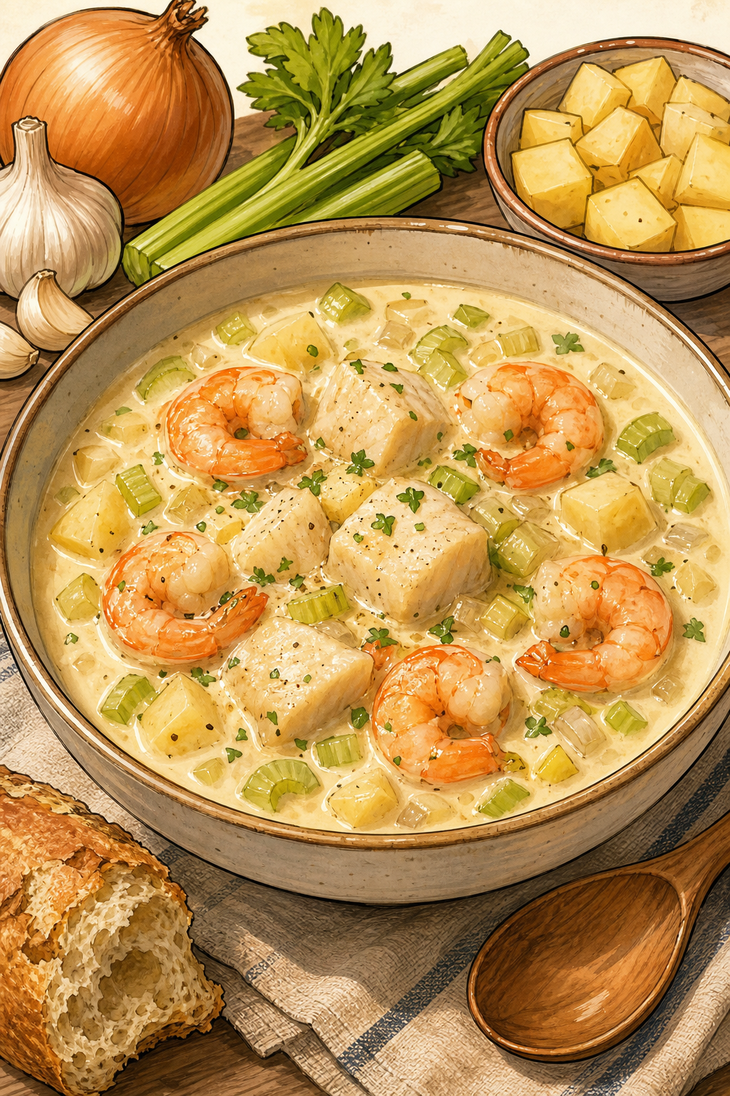 Irish Pub-Style Atlantic Seafood Chowder