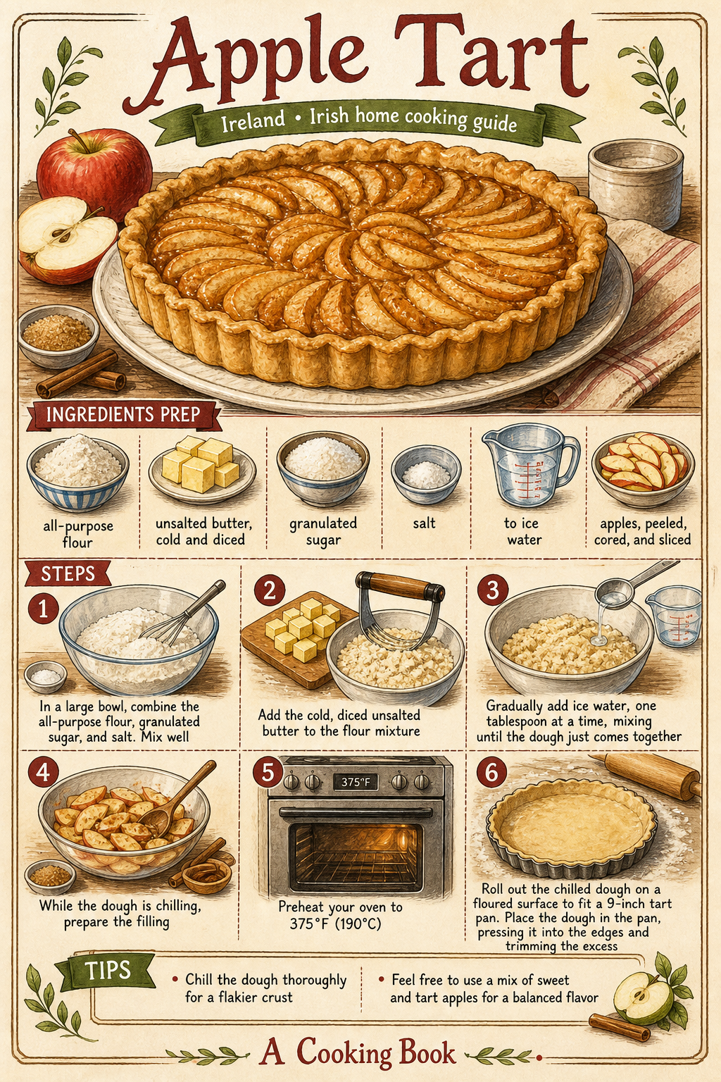 Modern Armagh Apple Open Tart illustrated step-by-step cooking guide