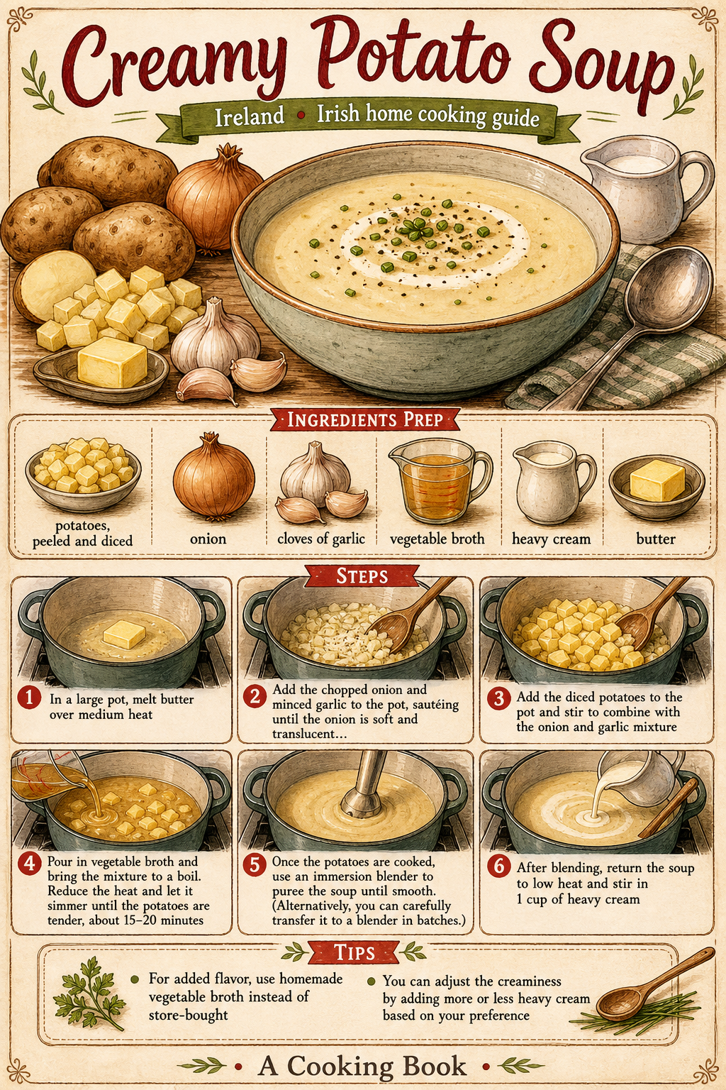 Traditional-Style Irish Potato Soup illustrated step-by-step cooking guide