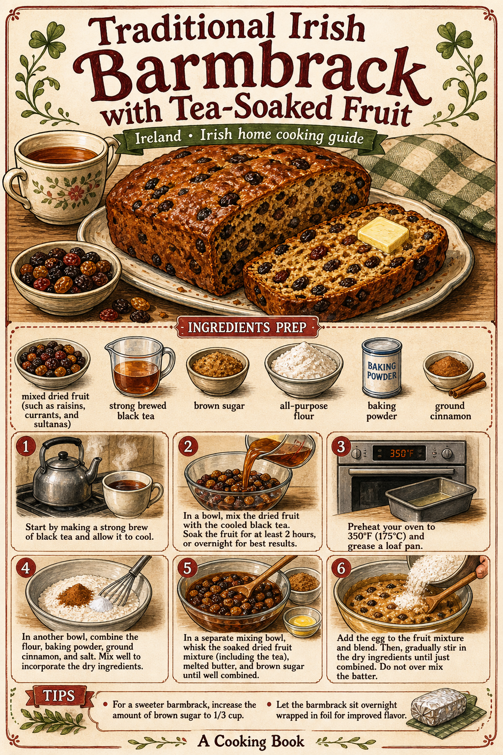 Traditional Irish Barmbrack with Tea-Soaked Fruit illustrated step-by-step cooking guide