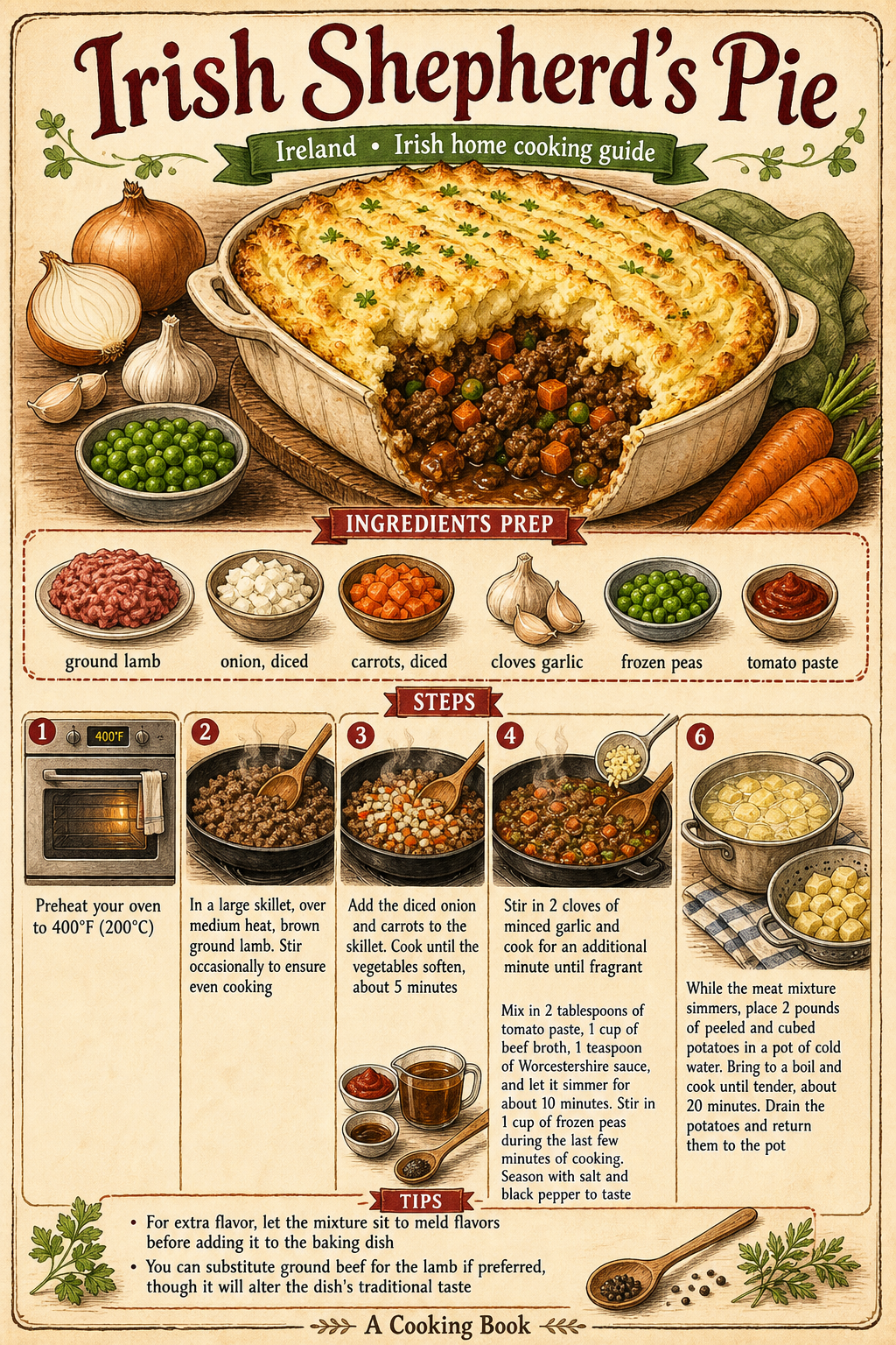 Irish-Style Shepherd's Pie with Lamb illustrated step-by-step cooking guide