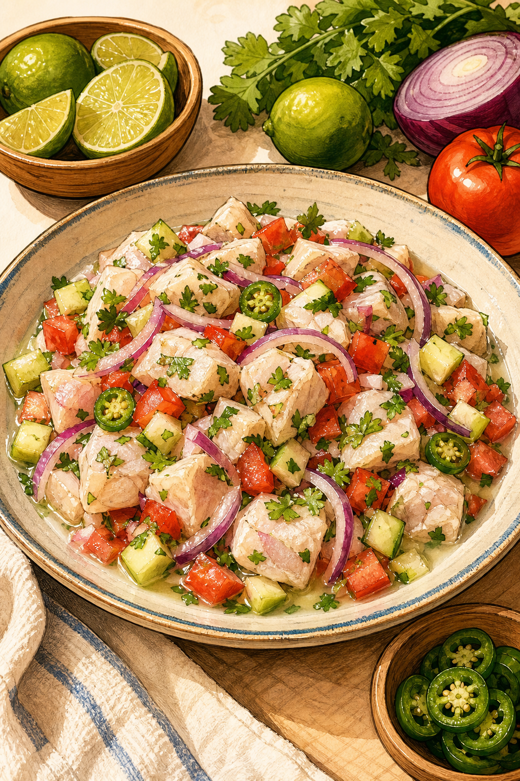 Ceviche illustrated recipe card