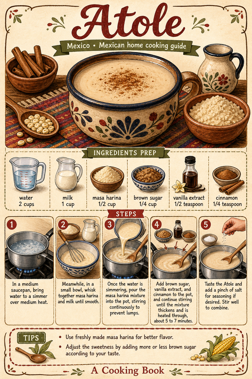 Atole illustrated step-by-step cooking guide