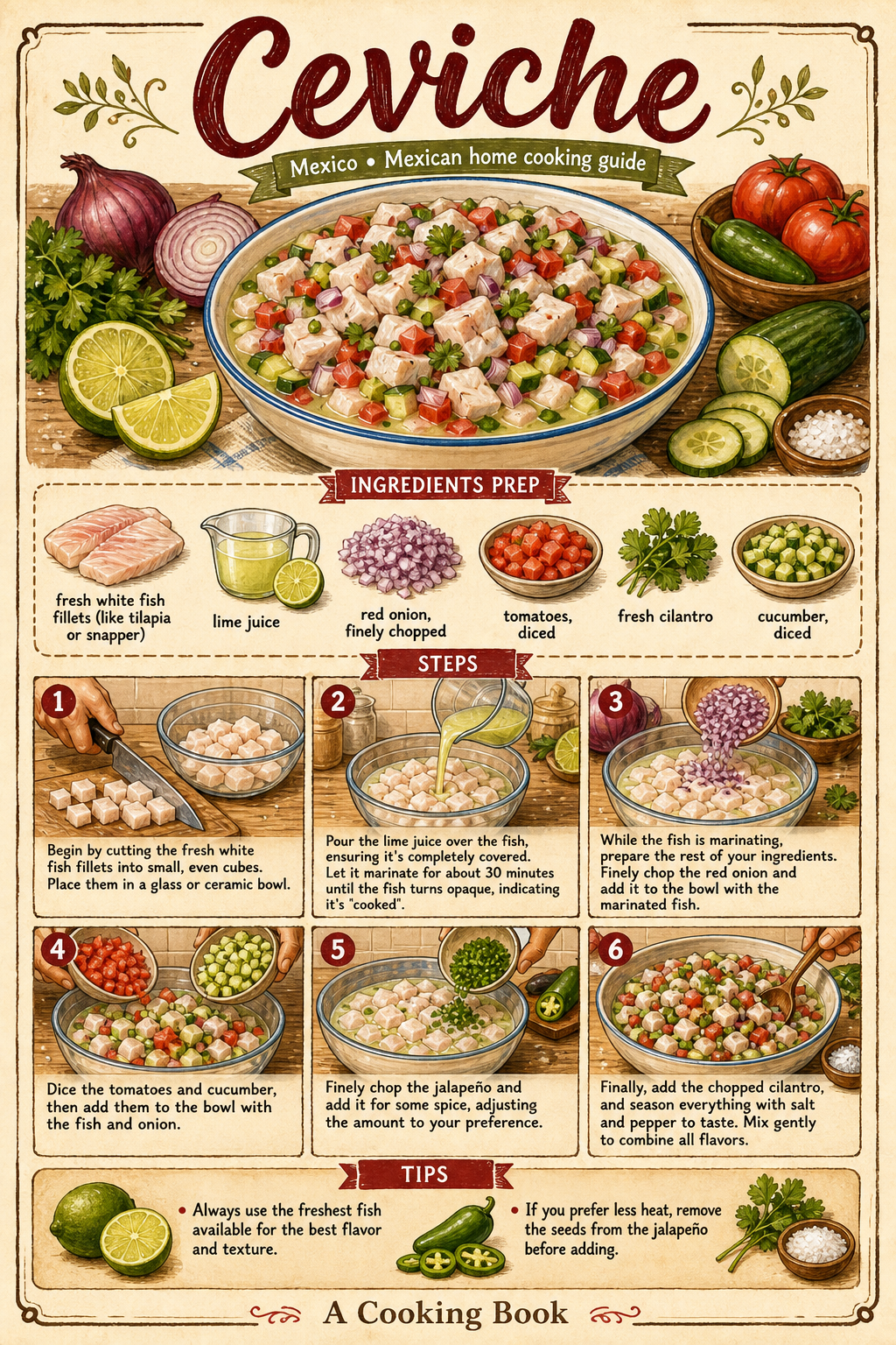 Ceviche illustrated step-by-step cooking guide